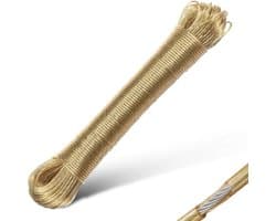 Waslijn Set - Kledinglijn - Kleding Drogen - Stalen Kern - 30 Meter - Bruin