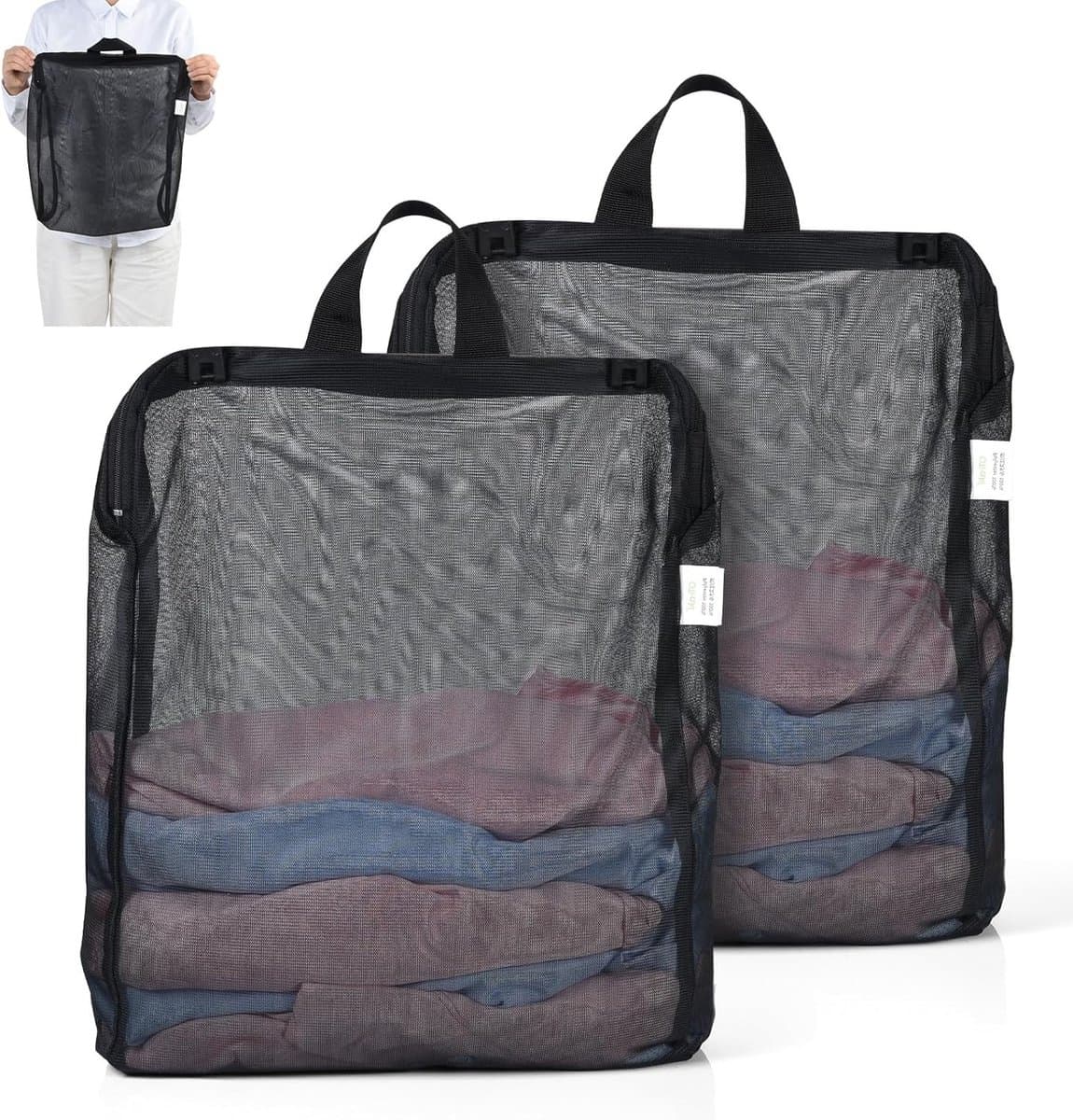 Set van 2 Waszakken voor de Wasmachine 30 x 40 cm, Ideaal voor Ondergoed, Lingerie en Sokken met Rits en Handvatten — afbeelding 1