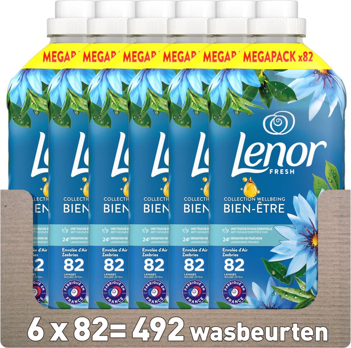 6x Lenor Wasverzachter Zeebries 82 Wasbeurten 1722 ml — afbeelding 1