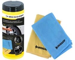 Dunlop Autoreinigings set - 3-delig - 2x microvezeldoek - 40x vochtige doekjes - poetsen