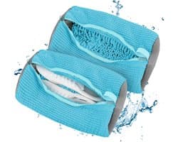 Schoenwaszak voor Veilige Reiniging in de Wasmachine met Ritssluiting, Set van 2, Blauw