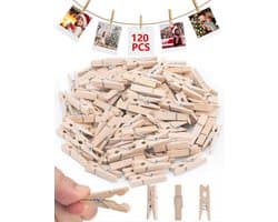 120 Stuks Mini Houten Knijpers voor Ambachten en Decoratie 3,5 cm