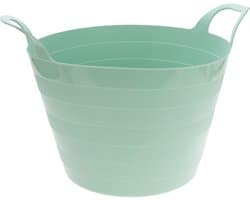 Excellent Houseware Flexibele wasmand - mintgroen - 30 liter - kunststof - 54 x 37 cm - met handvatten