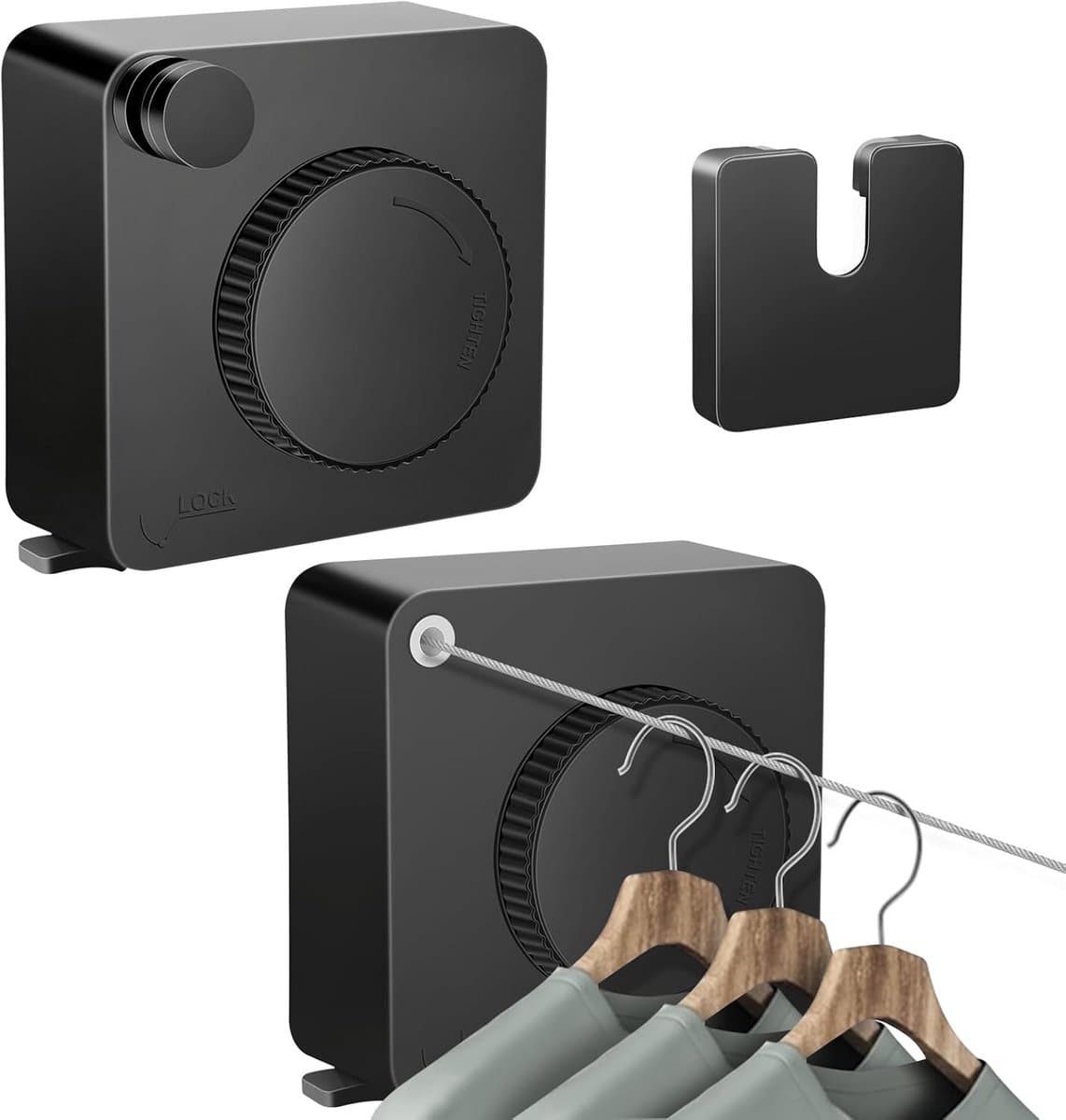 Uittrekbare waslijn 4,8 m voor balkon en badkamer – Space-saving wandmontage wasoplossing — afbeelding 1