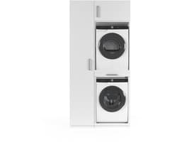 Wasophoogte® Wasmachine Kast Rome - Wasmachine verhoger - Wasmachine ombouw - 700(D)*1115(B)*2350(H) mm - Wit