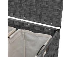 Wasmand – Wassorteerder – Wasbox – Opvouwbare Wasmand – Waszak – Met Wielen – Handgeweven Rattan – 66 x 35 x 60 cm