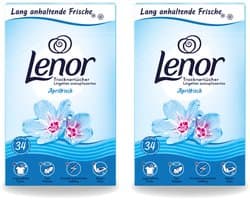 2 x Lenor - Droogtrommeldoekjes - Aprilfris - Textielverfrisser - 34 Doekjes - Voordeelverpakking - 2 stuks