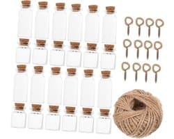 1set Wensflessen Met Kurken Stopper Touw Voor Creatieve Decoraties Geschenken Multifunctionele Glazen Flessen Voor Berichten Sieraden Opslag