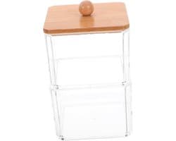 1set Stapelbare Transparante Opbergpotten Voor Wattenstaafjes Make-up Pads Compacte Organizer Met Deksel Voor Badkamer Bureauopslag