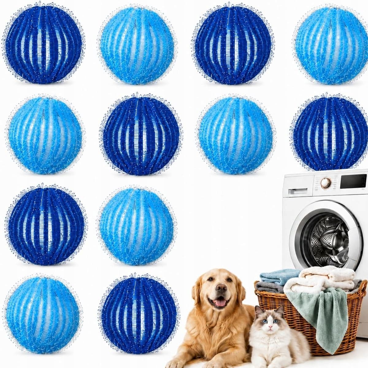 12x Witte Wasmachinestralen - Anti-Pluis & Dierenharen Verwijderaar — afbeelding 1