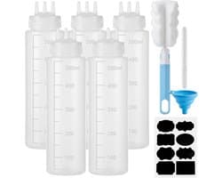 Plastic Knijpflessen - Transparant - 500 ml - 3-Holes Sausdispensers - Voor Ketchup, Olie en Ambachten
