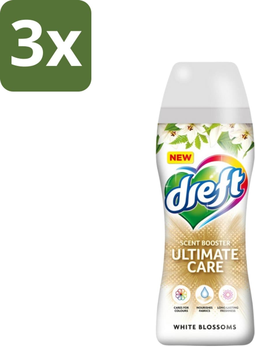 3 x Dreft - Ultimate Care - Wasverzachter - Geurbooster - Gekleurde Was - Witte Bloem - 15 Wasbeurten - Wasmiddel - Geurbooster - Kleurbescherming - Wasverzachter - Vezelverzorging — afbeelding 1