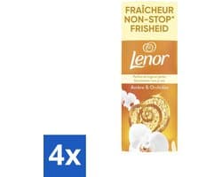 4 x Lenor – Geurbooster – Amber & Orchidee – 12 Wasbeurten – 155 g - Geurparels - Wasgeur - Luxegeur - Orchidee - Vanille