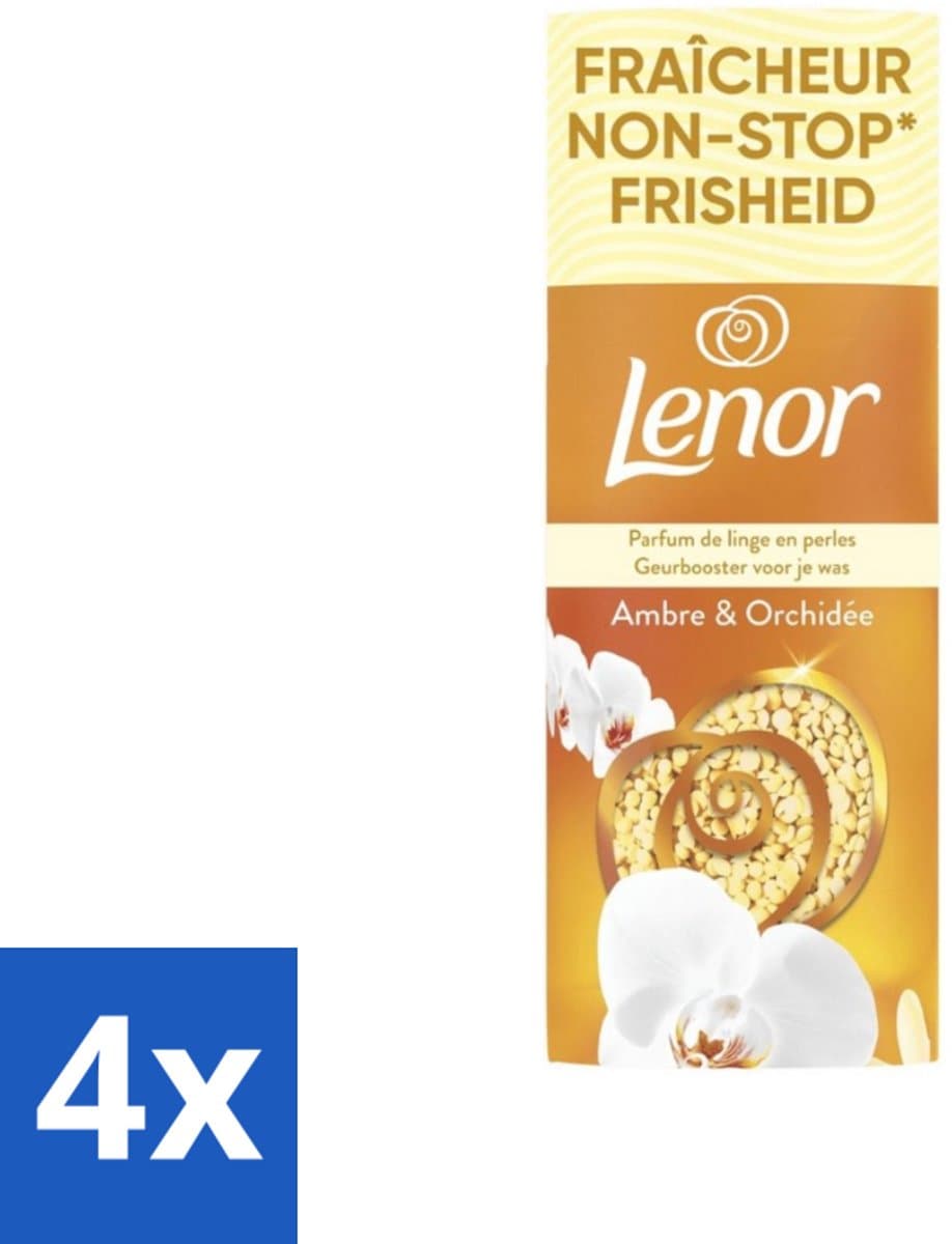 4 x Lenor – Geurbooster – Amber & Orchidee – 12 Wasbeurten – 155 g - Geurparels - Wasgeur - Luxegeur - Orchidee - Vanille — afbeelding 1