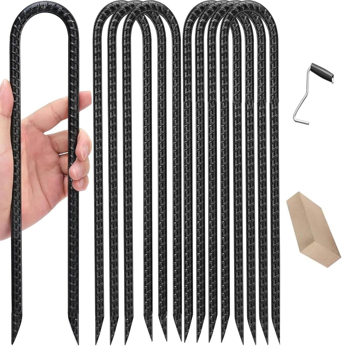 Grondanker - Verzinkt staal - 30 cm - U-vormige vloerharing voor stevige bevestiging - Voor camping en outdoor gebruik — afbeelding 1