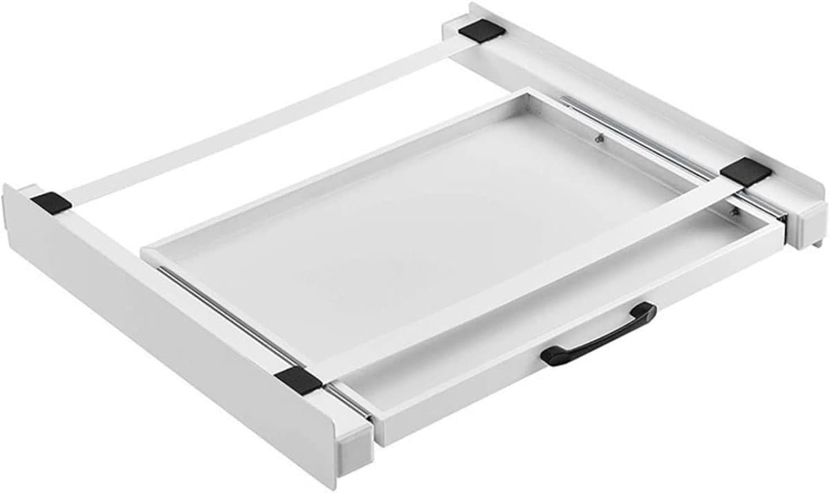Stapelrek Wasmachine Droger - Verbindingsframe Uittrekbaar - Ruimte Besparen - Met Uittrekbare Plank - 60x54cm - Wit — afbeelding 1