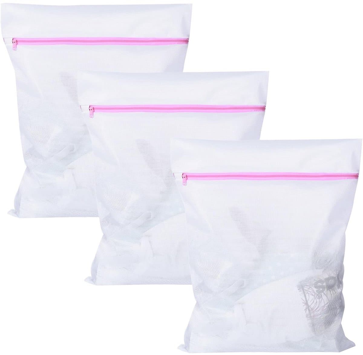 Solidchoice- Wasnetten 3 Stuks - Fijnmazige Waszak - Herbruikbare Netwaszak - Ritssluiting - 50 cm x 60 cm - Beschermt Kleding tegen Schade — afbeelding 1