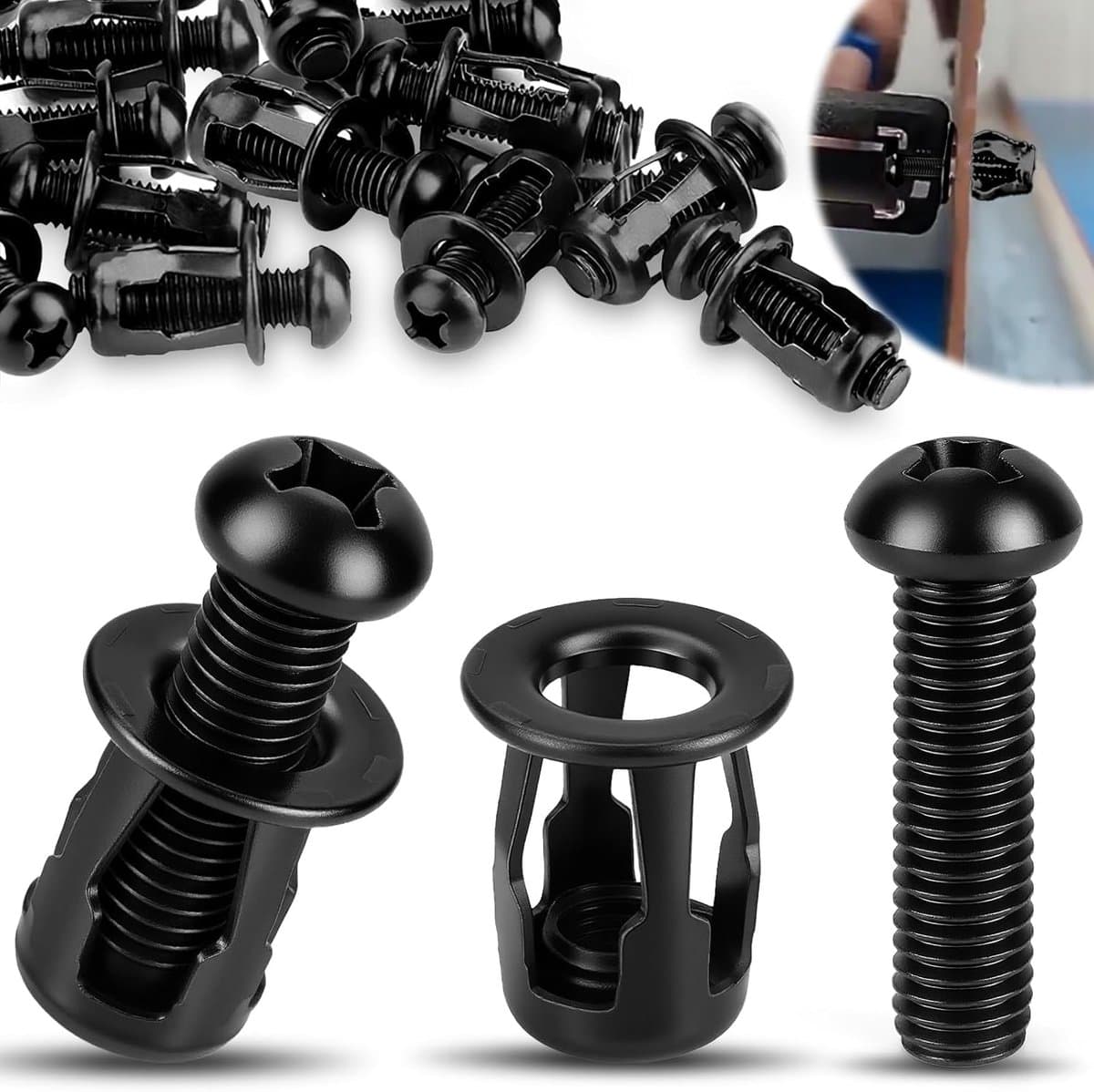 holle anker M5 x 25 mm, 20 stuks jack moeren bloemblaadmoeren zwart holle holle metalen pluggen expansiemoeren holle holle holle pluggen dunne bevestigingen holle wandankers voor holle — afbeelding 1