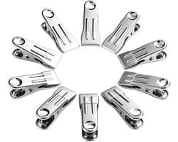 Metalen Wasknijpers - Kledingclips Hanger - Wasgoed Ophangen - Roestvrijstalen Constructie - 8 Stuks - Wit
