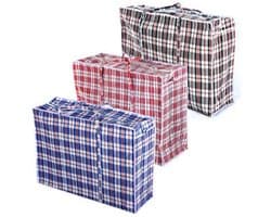 Omgoods- Waszakken Jumbo - 3 Stuks - Sterk en Duurzaam - Opbergtas voor Kleding - Met Rits - Ideaal voor Verhuizen - Afmetingen 79x20x58,5 cm - Opbergzakken