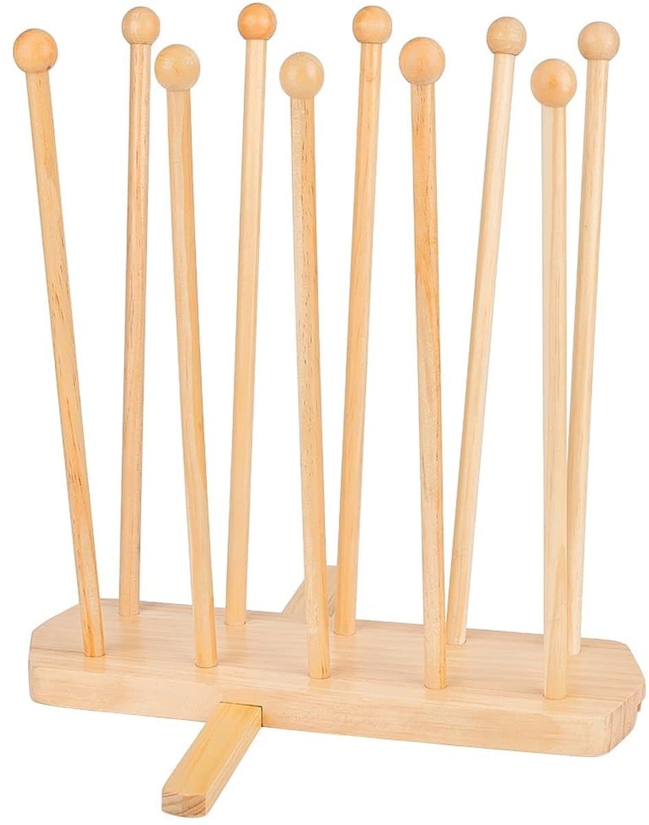 Dailygoods- Droogrek Herbruikbaar - Plastic Zak Droogrek - Afdruiprek Houder - 10 Stokken Vurenhout - Stabiliteit - 100mm Breed, 320mm Hoog - Afdroogrek — afbeelding 1