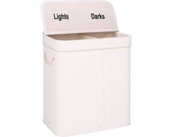 Springos Wasmand | 100 Liter | 2 Vakken | Lights | Darks | Wit