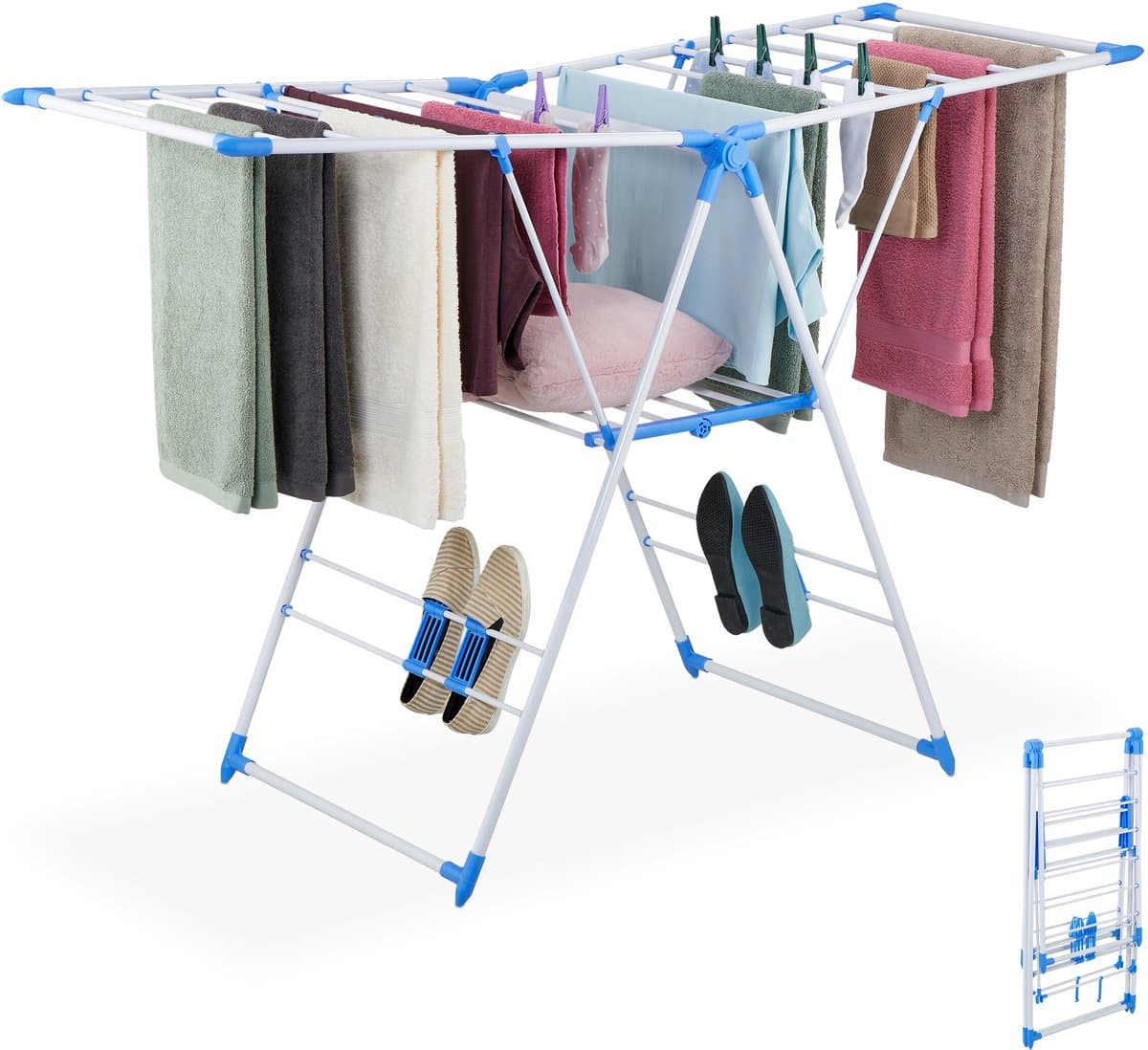 wasrek inklapbaar - 99x155x61cm - 4 houders voor schoenen - staand — afbeelding 1