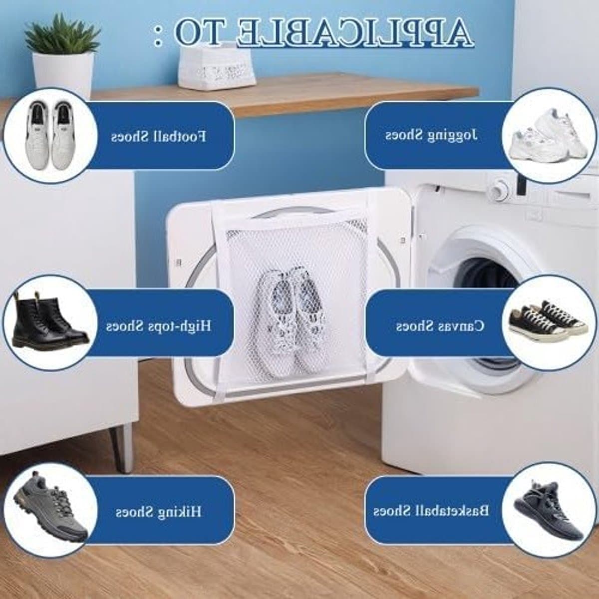 Set van 2 waszakken met rits voor schoenen en kleding, 40 x 40 cm, lichtgewicht en herbruikbaar, ideaal voor delicate was en sneakers — afbeelding 1