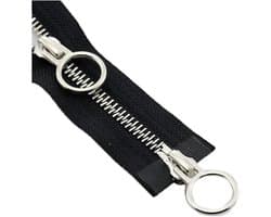 Zip Puller, metalen ritsen, 1 stuks 70/90 cm 5# dubbele schuif metalen ritsen open ritssluiting O-ring hoofdritsen zwart 5#, 90 cm