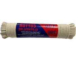 Katoenen Waslijn - Kledinglijn Touw - Buiten Drogen - Lage Stretch - 7 x 100 voet - Natuurlijk