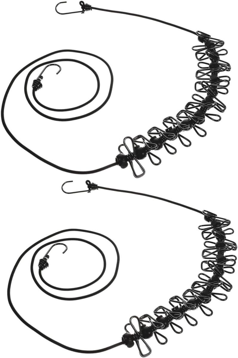 Waslijnen met Clips - Drooglijnen - Buiten Drogen - Verstelbare Clips - 2 Stuks - Zwart — afbeelding 1