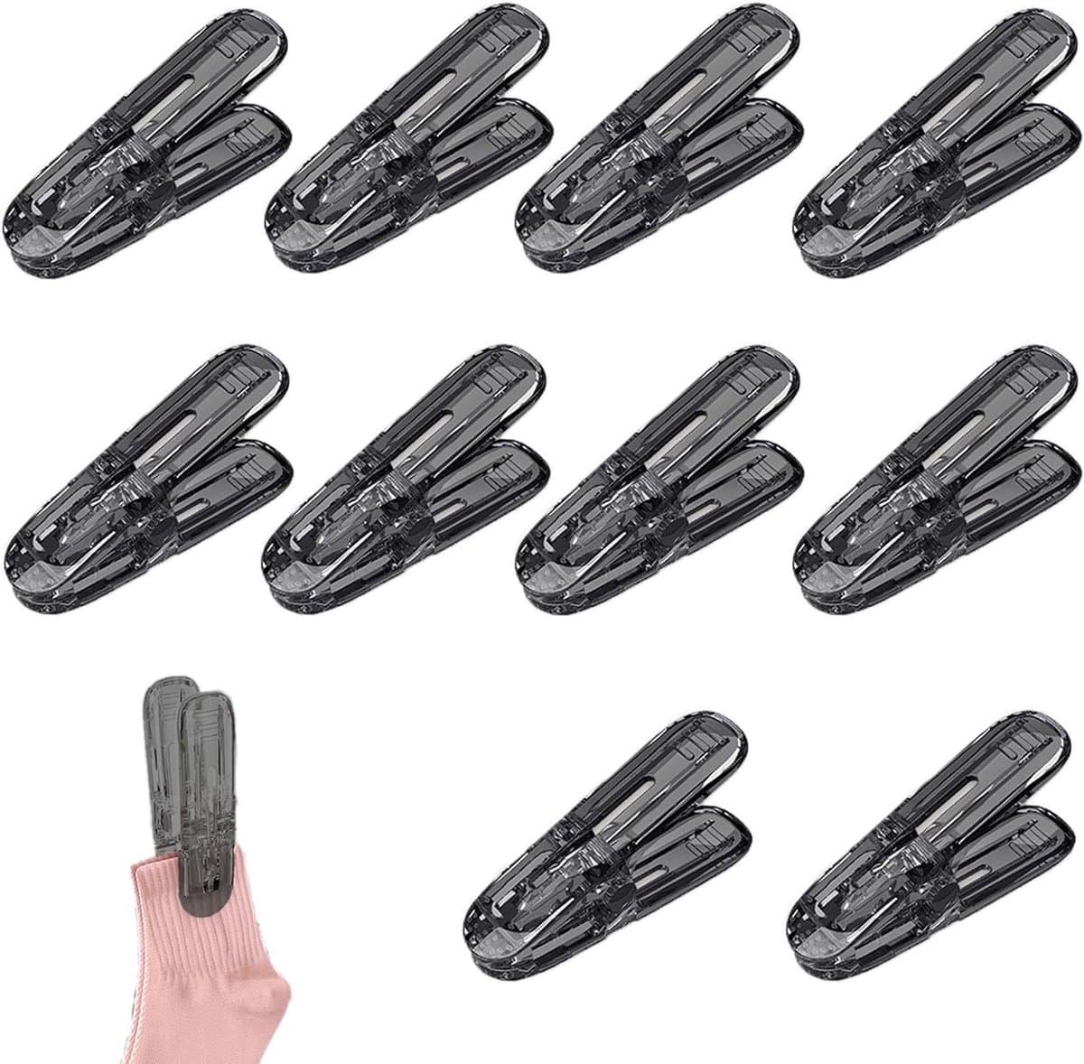 Wasknijpers - Kledingklemmen - Kleding Drogen - Winddicht Ontwerp - 10 Stuks - Transparant Grijs — afbeelding 1