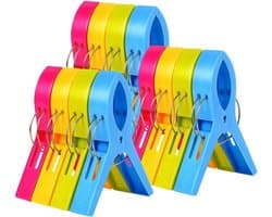 Grote Wasknijpers, 12 Stuks Handdoek Klemmen, Plastic Strandhanddoek Klemmen voor Ligstoelen, Ideaal voor Buiten en Windbestendig