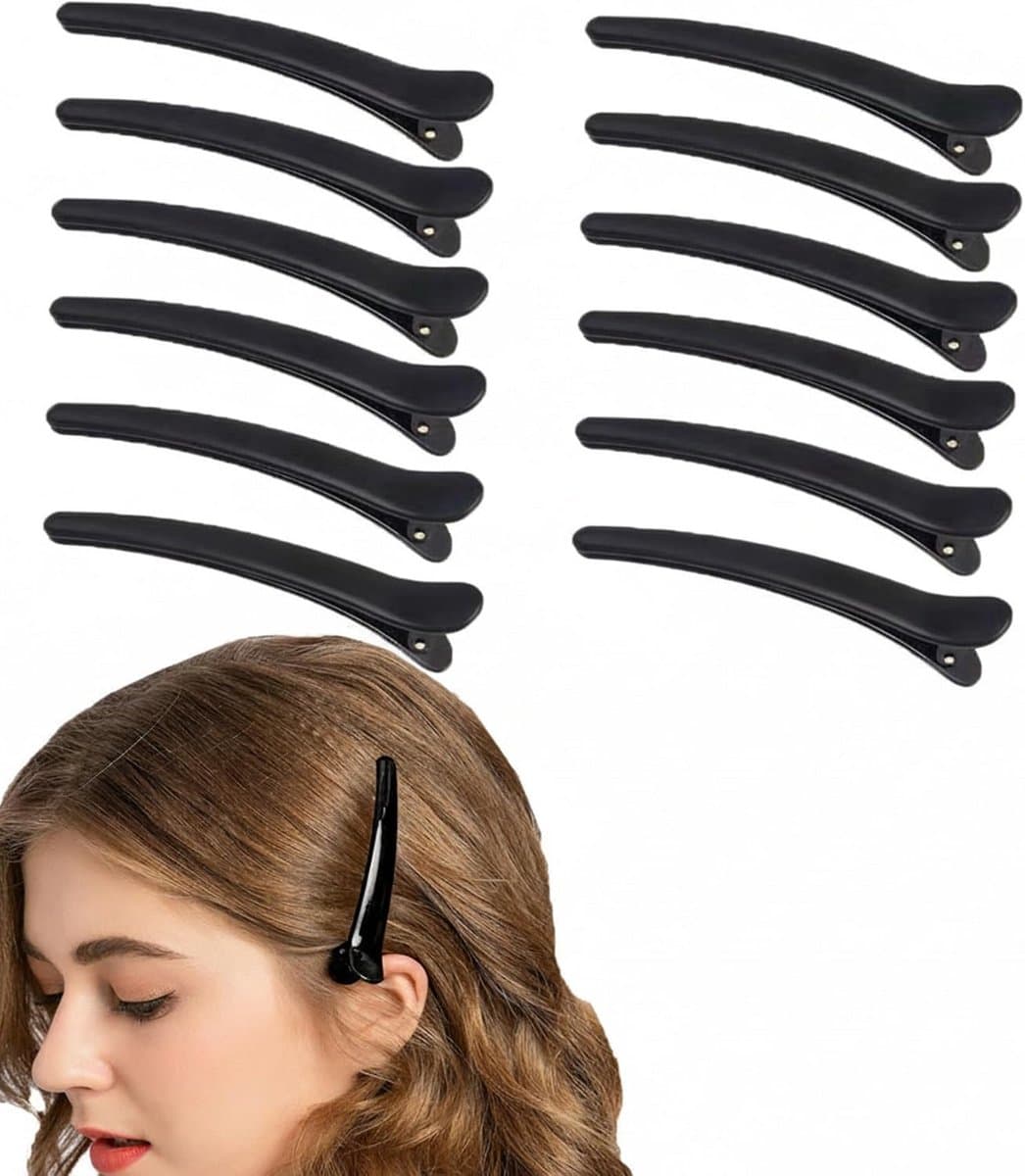 12x Professionele Haarclips voor Dames en Meisjes - Stylingspeldjes voor Kappers — afbeelding 1