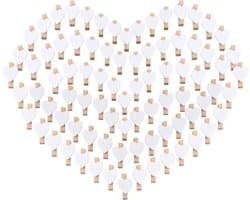 100 Hartvormige Wasknijpers in Hout - Mini Decoratieve Klemmen voor Foto's en Handwerk - 3,5 cm