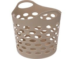 5Five Flexibele wasmand/opbergmand - rond - beige - 28 liter - D40.5 x H38 cm