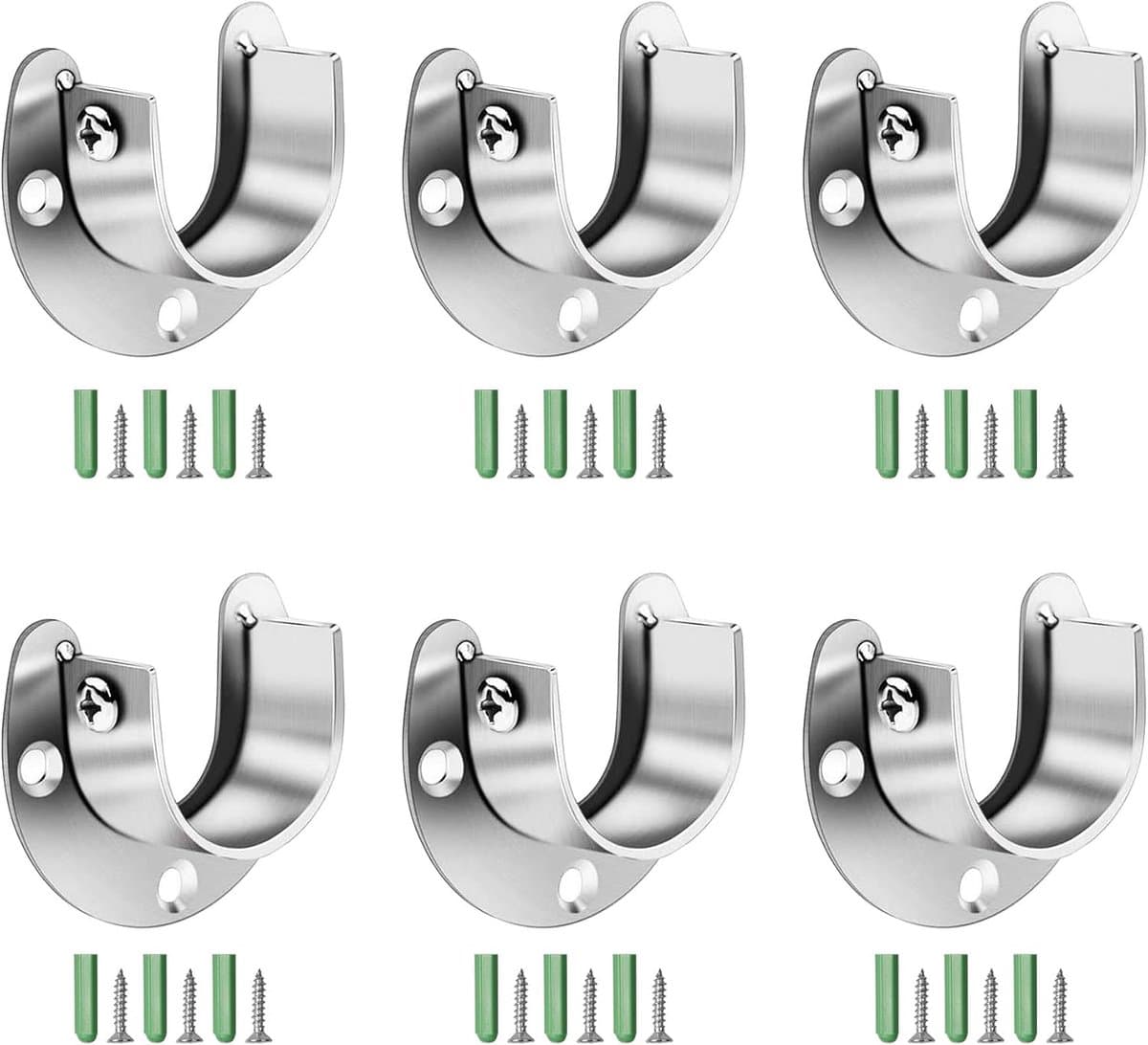 Dailygoods- Flenshouder U-vormig - 6 Stuks - Roestvrij Staal - Beugel - Kasten/Meubels - Eenvoudig te Installeren - 3-Hole Bevestiging - Roedeindhoude — afbeelding 1