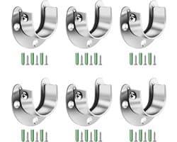 Dailygoods- Flenshouder U-vormig - 6 Stuks - Roestvrij Staal - Beugel - Kasten/Meubels - Eenvoudig te Installeren - 3-Hole Bevestiging - Roedeindhoude