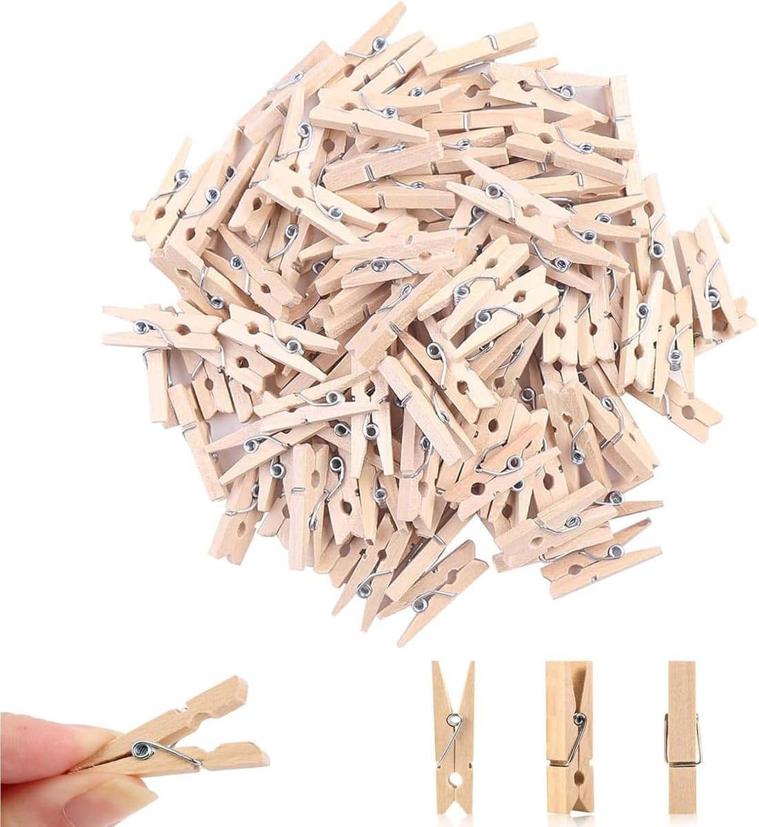 Mini wasknijpers 30 mm - echte houten clips - vintage uitstraling - perfect voor foto's - ShopVlot — afbeelding 1