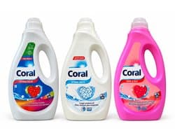 Coral - Voordeelverpakking wasmiddel - Optimal White, Optimal Color & Wool and Silk - 3 x 1,17L - 26 wasbeurten per fles