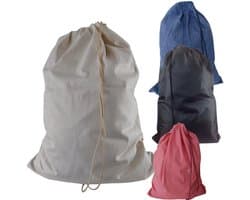 Bluvardi katoenen waszakken set van 4 stuks - XXL -heavy duty natural cotton-red bruin- zwart-navy blue