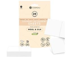 Cosmeau Wasmiddel Wasstrips 20 Wasbeurten Wol en Zijde Delicaat Wasvellen - Wasmiddeldoekjes - Detergent Sheets - Wasdoekjes - Fris - Biologisch Afbreekbaar