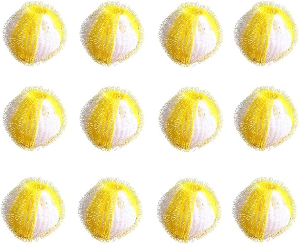 12 stuks anti-haarballen voor de wasmachine, geel en wit, haarvanger, wasmachine, herbruikbaar, wasbal, anti-haren — afbeelding 1