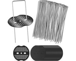 SnelShoppen - 50 U-vormige Grondpennen voor Onkruiddoek, 150x40mm Gegalvaniseerde Grondankers van RVS voor Tuin, Camping, Kunstgras, Inclusief 50 Moer