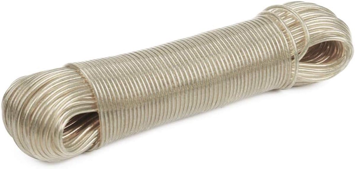 Waslijn 50 meter PVC waslijn stabiele staaldraad inleg hoogwaardige reiswaslijn (kleur: transparant, lengte: 50 m) voor huishouden, tuin en camping — afbeelding 1