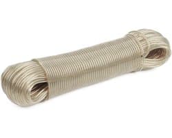 Waslijn 50 meter PVC waslijn stabiele staaldraad inleg hoogwaardige reiswaslijn (kleur: transparant, lengte: 50 m) voor huishouden, tuin en camping