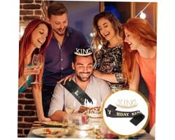 1set Kronen Set Voor Mannen Verstelbare Verjaardagskroon Met Sjaal Gouden Crown Voor Feestelijke Decoraties Optredens Lichtgewicht Duurzaam Voor Verschillende Gelegenheden