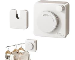 Uittrekbare Waslijn - Wasrek Intrekbaar - Drogen van Wasgoed - Niet Doorhangend Touw - 4.8 Meter - Wit