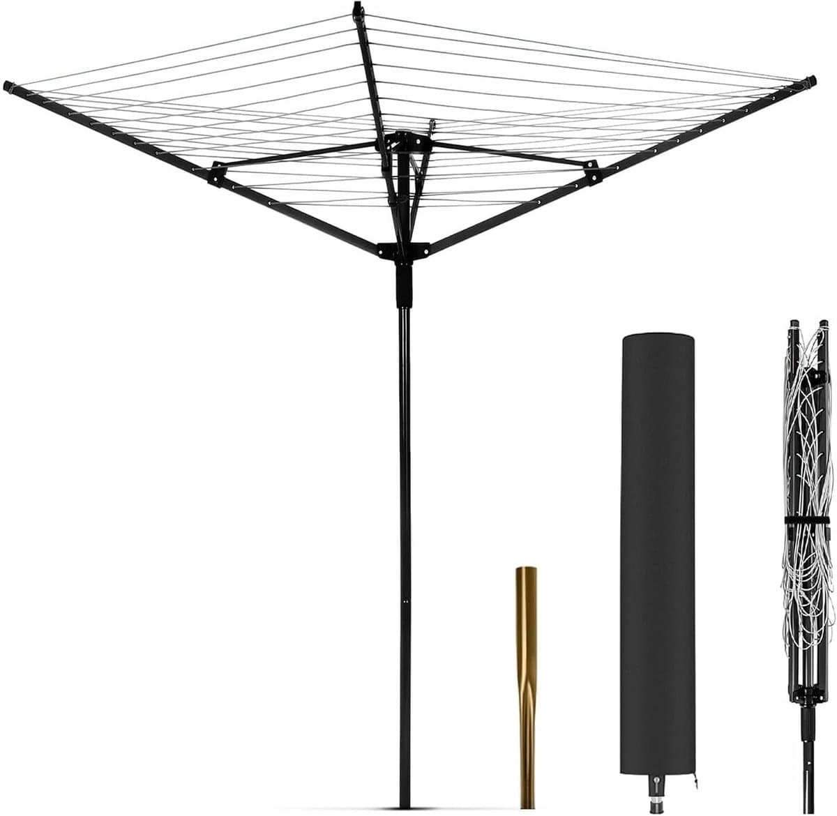 Inklapbare droogmolen - Grijs - 168 cm diameter - Metaal en PVC - Voor het hele gezin — afbeelding 1