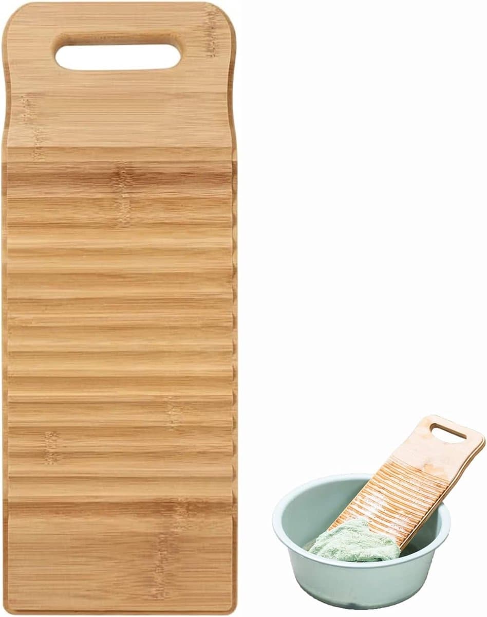 SnelShoppen - Houten Wasplank Handmatig, Antislip Reinigingsplank voor Kinderkleding, 40 x 15 x 1,8 cm, Ideaal voor Huishoudelijk Gebruik — afbeelding 1